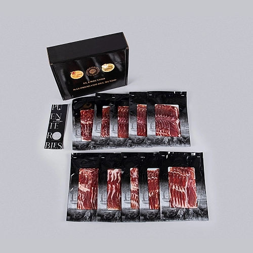 CONFEZIONE 3: 10 PACCHETTI DI CEBO DE CAMPO IBERICO TAGLIATO A MACCHINA SPALLA 50% RAZZA IBERICA CONFEZIONE 3: 10 PACCHETTI DI CEBO DE CAMPO IBERICO TAGLIATO A MACCHINA SPALLA 50% RAZZA IBERICA