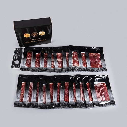 CONFEZIONE 4: 20 PACCHETTI DI CEBO DE CAMPO IBERICO TAGLIATO A MACCHINA SPALLA 50% RAZZA IBERICA CONFEZIONE 4: 20 PACCHETTI DI CEBO DE CAMPO IBERICO TAGLIATO A MACCHINA SPALLA 50% RAZZA IBERICA